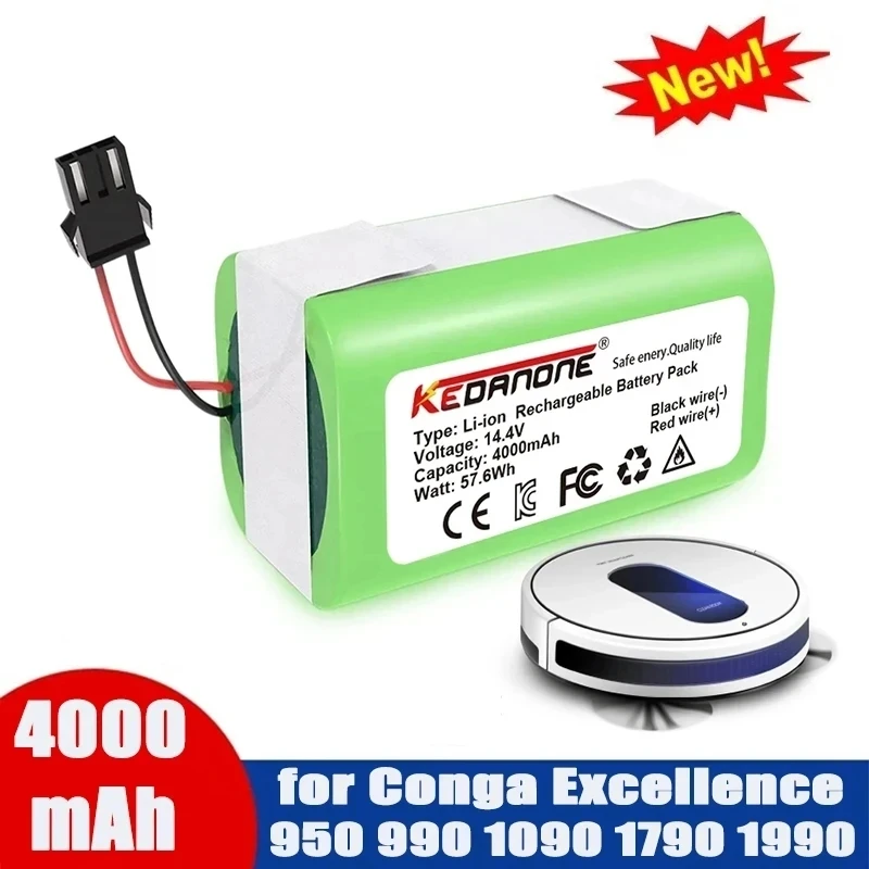 

batería conga 1090 990 950 cecotec 14.4V 4.0Ah Li-ion battery for Ecovacs Deebot DN621 601/605 Eufy RoboVac 35C Panda i7 V710