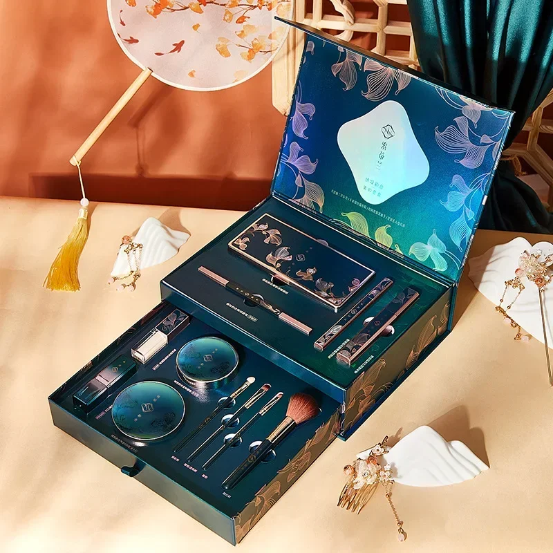 プロ仕様12点メイクアップセットギフトボックス コスメティックビューティーキット アイシャドウ ファンデーションブラシ オールインワンセット