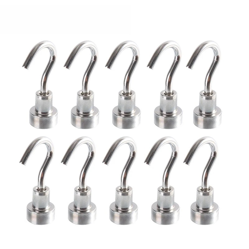 10 Pcs E10-10X33mm Strong Magnetic Hooks Load Bearing Hook MultiPurpose Storage For Home Kitchen Bar Storage Key Hanging Hanger