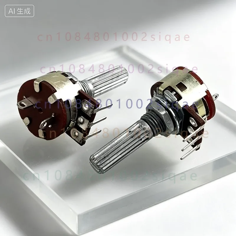 FOR 10PCS 16 Position B5K B50K Single Gang Potentiometer With Switch Bent Terminals Audio Volume Control 25mm Handle