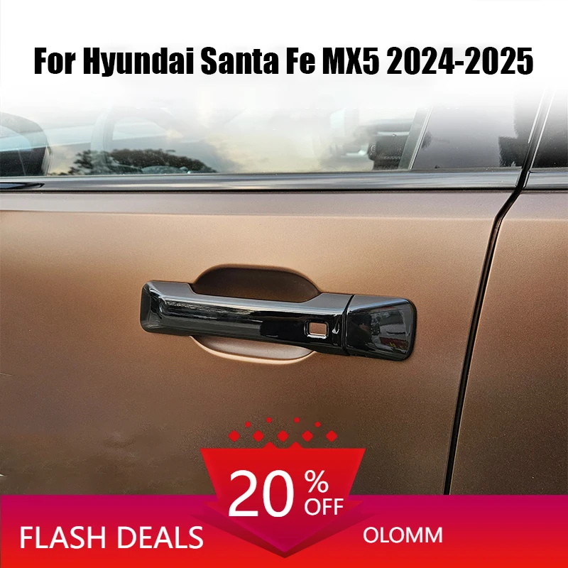 For Hyundai Santa Fe MX5 2024 2025 Bright black exterior door handle decorative frame ABS material adhesive installation