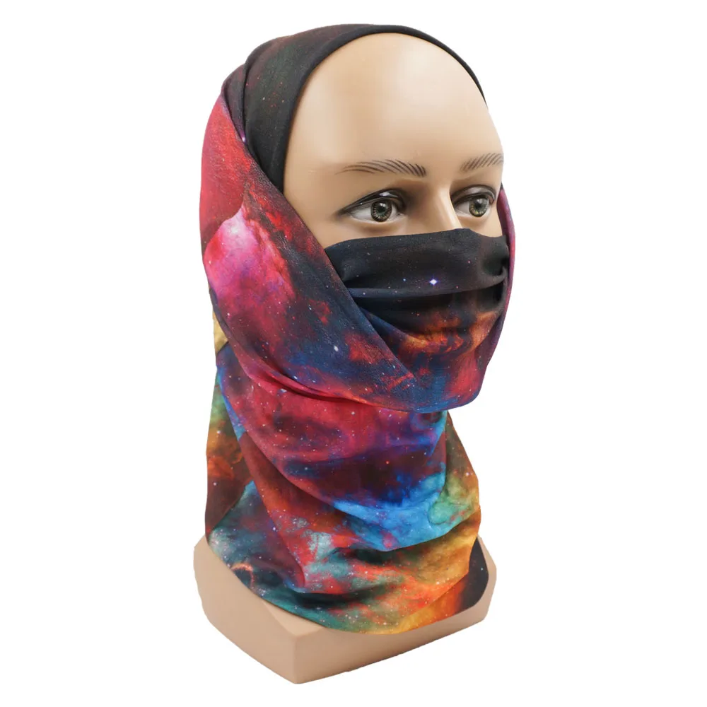 Sky Stars Printed Cycling Bandana Landscape Starry Men Women Hiking Headband Gaiter Seamless Tube Scarf Face Mask for Astronomer