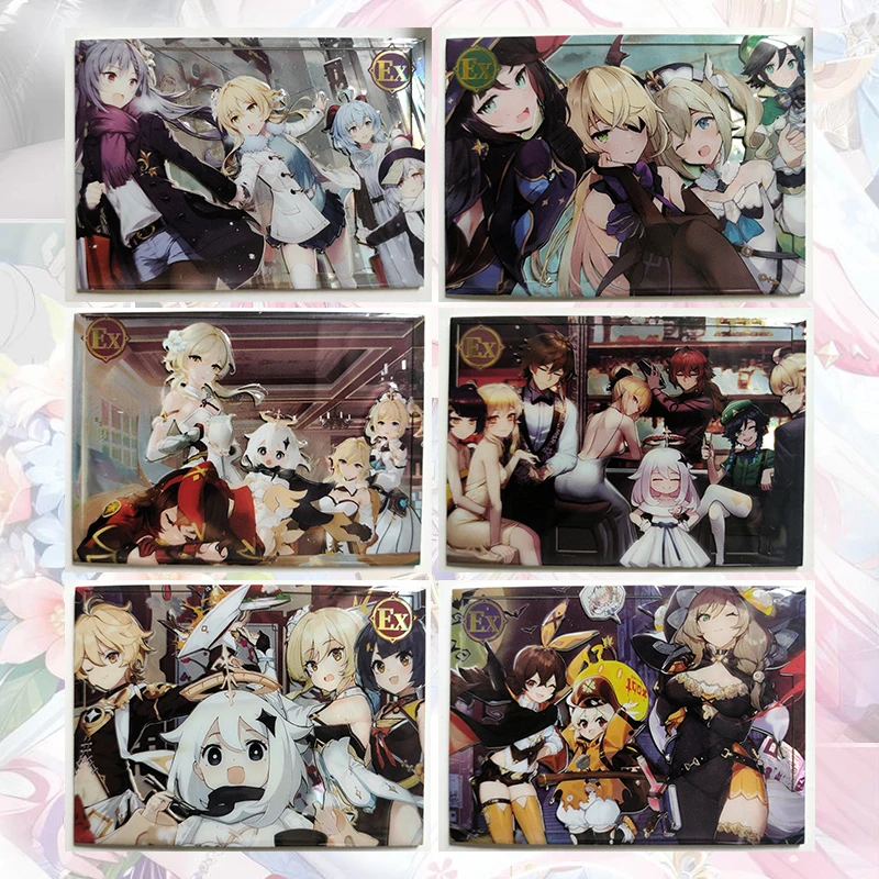 anime-goddess-story-ex-cards-keqing-lumine-ganyu-barbara-mona-fischl-nilou-nahida-tartaglia-zhongli-thoma-collectible-cards