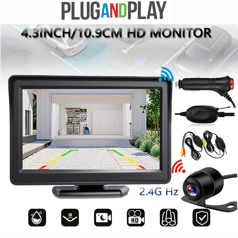 

Wireless 4.3Inch Car Rear View Monitor LCD Video Parking Display for Vehicle Truck Van RV Reversing Backup Camera