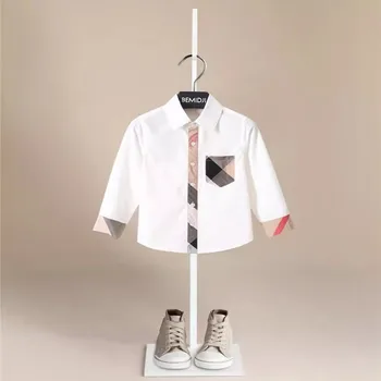 Yeni Bahar Sonbahar Moda Çocuklar Bebek Erkek Pamuklu Gömlek Çocuk Erkek Ekose Gömlek Giyim Çocuk Rahat Giyim Tops