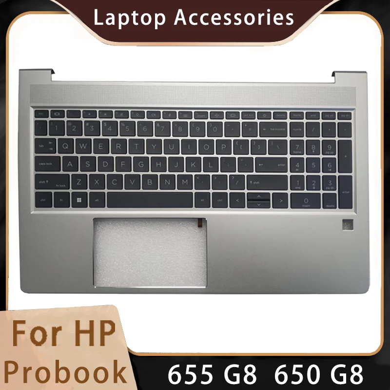 New For HP Probook 655 650 G8;Replacemen Laptop Accessories US Keyboard With Backlight And Fingerprint Hole Silvery