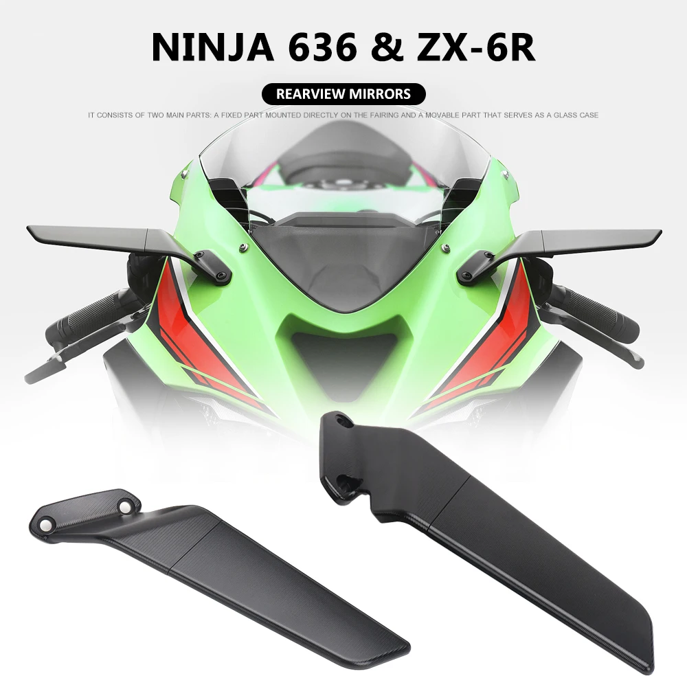 

Для Kawasaki NINJA 636 ZX-6R ZX 6R ZX6R 2019-2024 2023 мотоциклетное зеркало синее антибликовое ветровое крыло вращающееся зеркало заднего вида комплект