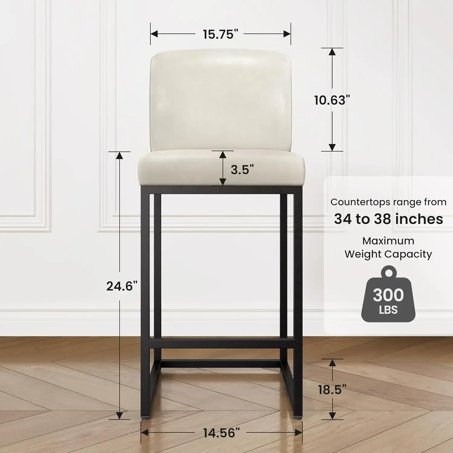 

Популярный набор из 4 светло-серых барных стульев, барные стулья для кухни с высотой сиденья 24 дюйма, из искусственной кожи, с подлокотниками.