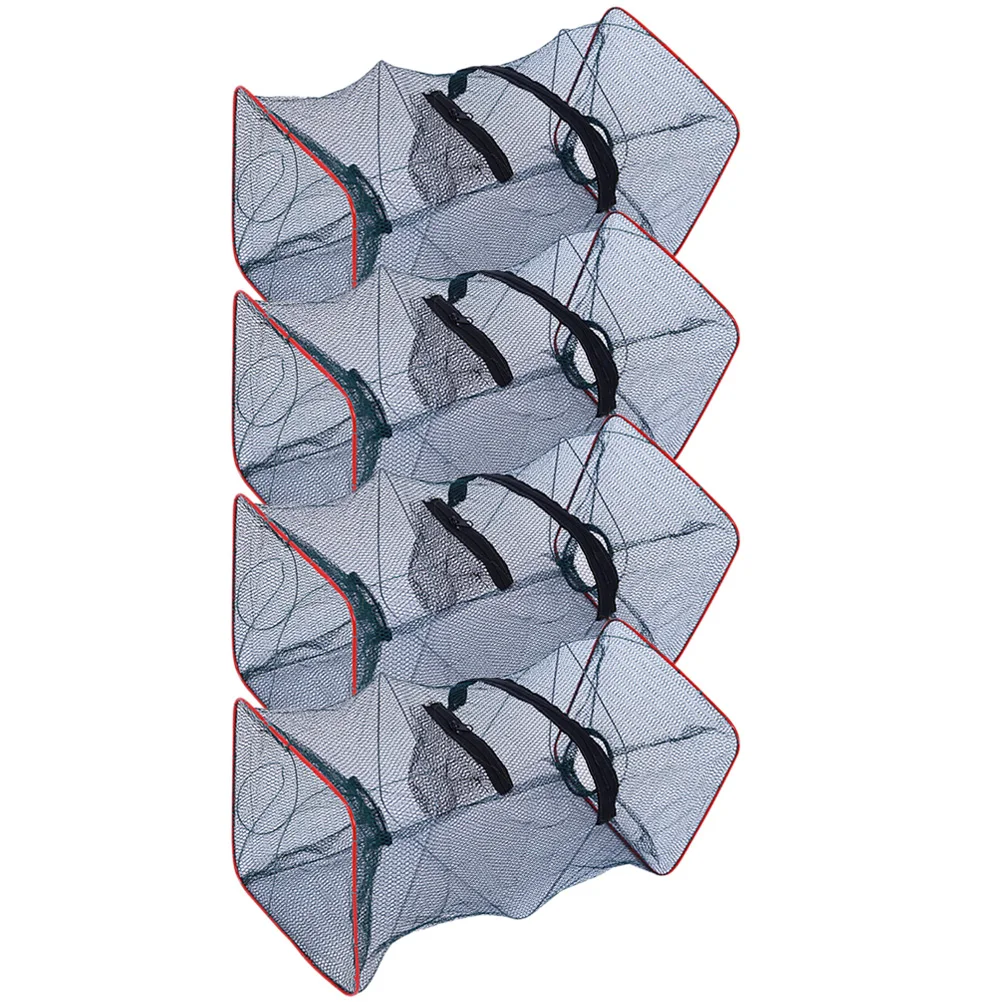 

4pcs Portable Crab Catcher Durable Folding Crawfish Trap Pond Sea Shrimp Net Fishing Supplies Lobster Mesh Carry