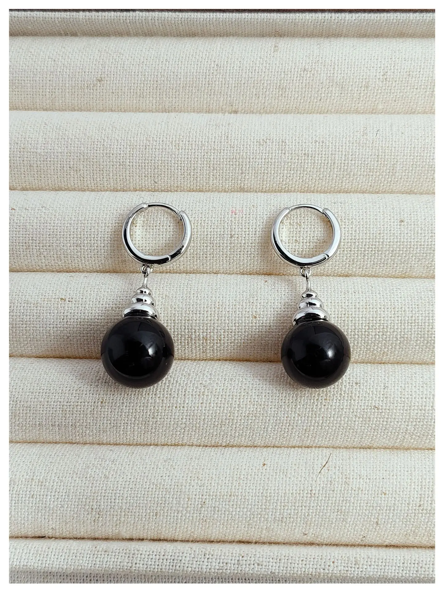 Brass Natural Black Jade Drop Earrings Women Jewelry Punk Party T Show Gown Runway Korean Japan INS