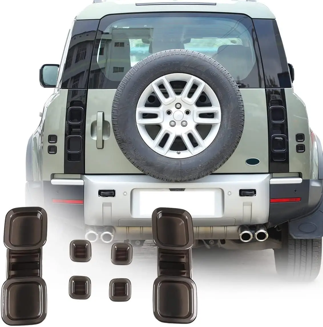 ST Smoked Black Car Exterior Taillight Protection Cover Rear Lampshade Accessories For Land Rover Defender 90 110 130 2020-2025