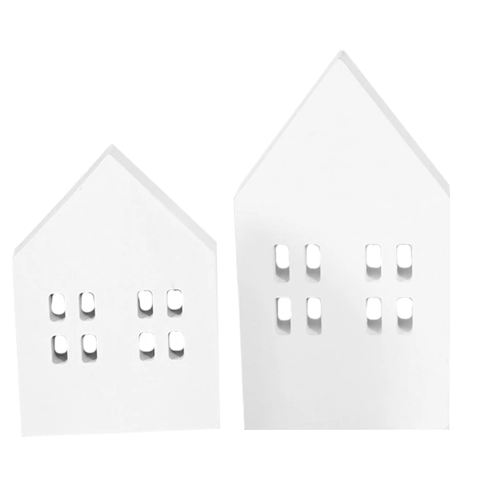 

2 Pcs Christmas Decor Cabin Decorations Minature House Mini Rooms Miniature Kits Tiny White Houses