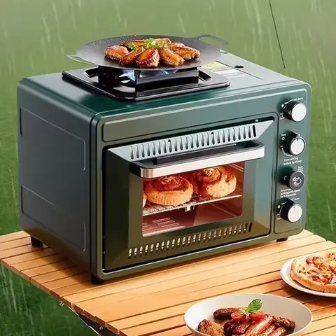 Home Multifunctional Outdoor Gas Pizza Oven Camping Gas Stove 2-in-1 Cassette Oven Portable Small Baking Oven