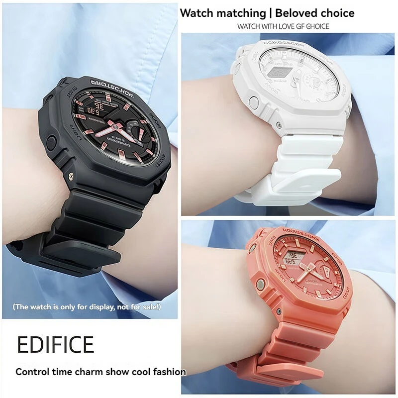 حزام راتينج GMA-S2100 للنساء، حزام ساعة سريع الإصدار لسلسلة Casio GMA-S2100، سوار معصم رياضي ناعم من السيليكون المقاوم للماء