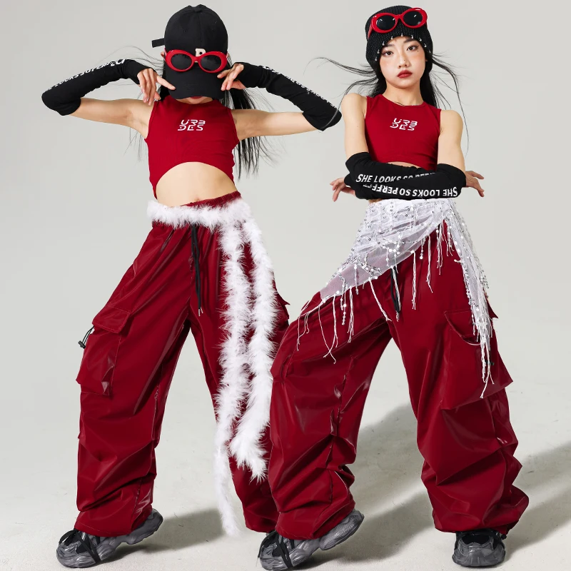 Filles K-pop hauts courts pantalons Cargo enfants Hip Hop danse de rue Performance Costumes enfants Streetwear fille groupe Jazz vêtements ensemble