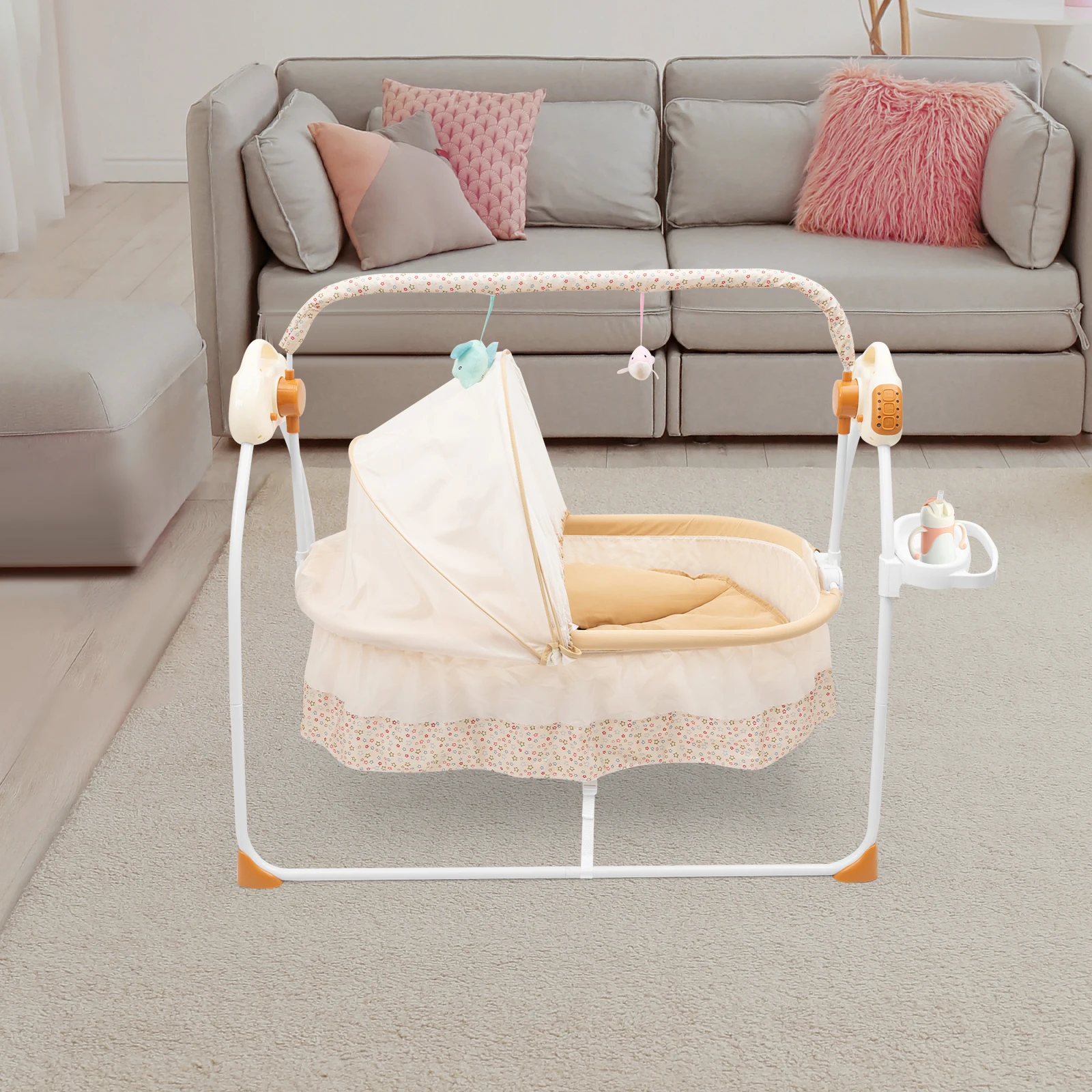 

Electric Baby Cradle 55lbs Load-Bearing Dual Control Baby Swing Foldable Infant Sleep Cradle with Music Bluetooth for 0-18 Months