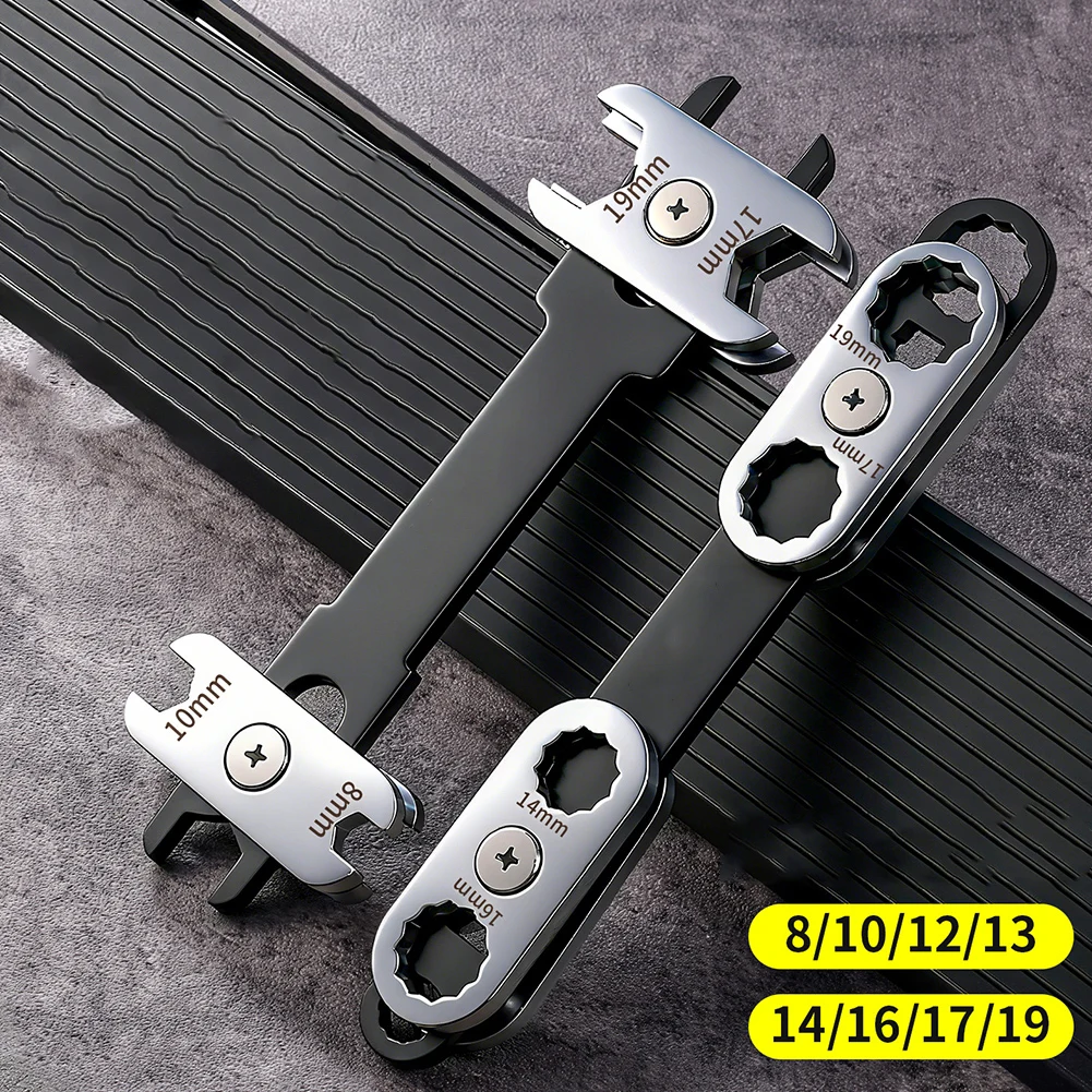 2Pcs Combination Wrench Spanner Set 360° Rotation Metric Plum Blossom Ring Opening Wrench Hand Repair Tools