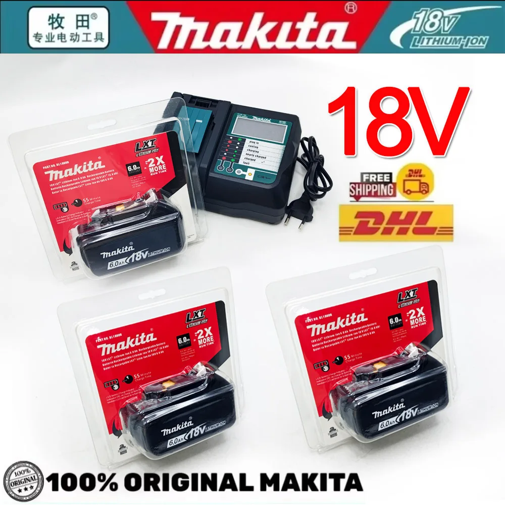 

Оригинальный аккумулятор Makita 18В, 6Ач (6000мАч), BL1860, BL1850B, BL1850, BL1840, BL1830B, литий-ионный, перезаряжаемый