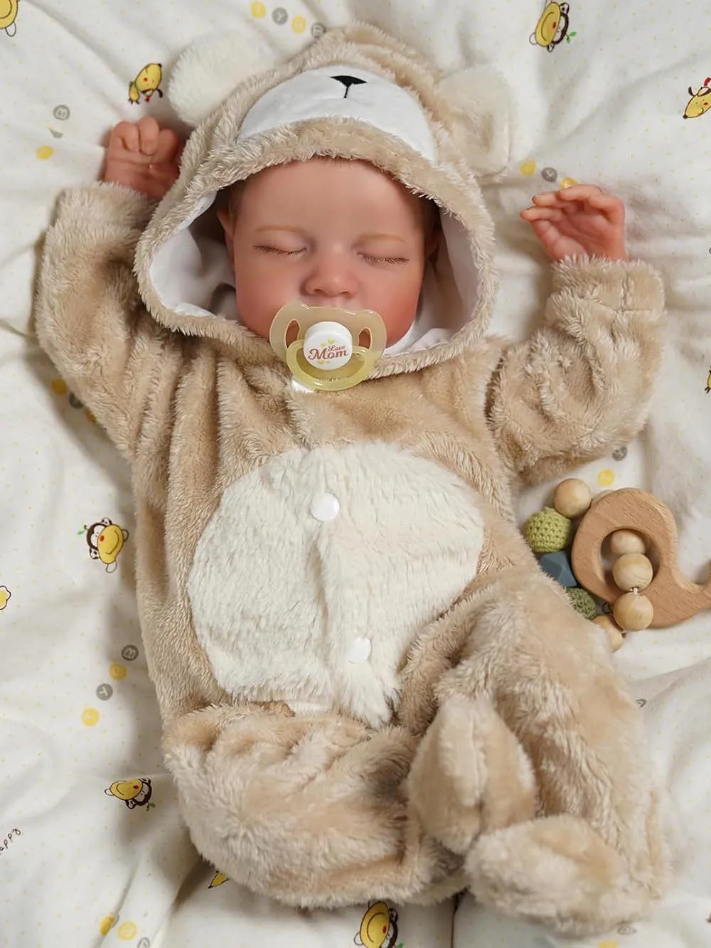 45CM Realistisches Lebensechtes Schlafendes Baby Reborn Levi Vollvinyl-Körper Mädchen / Jungen Körper / Stoffkörper mit 3D-Haut von Company Dolls