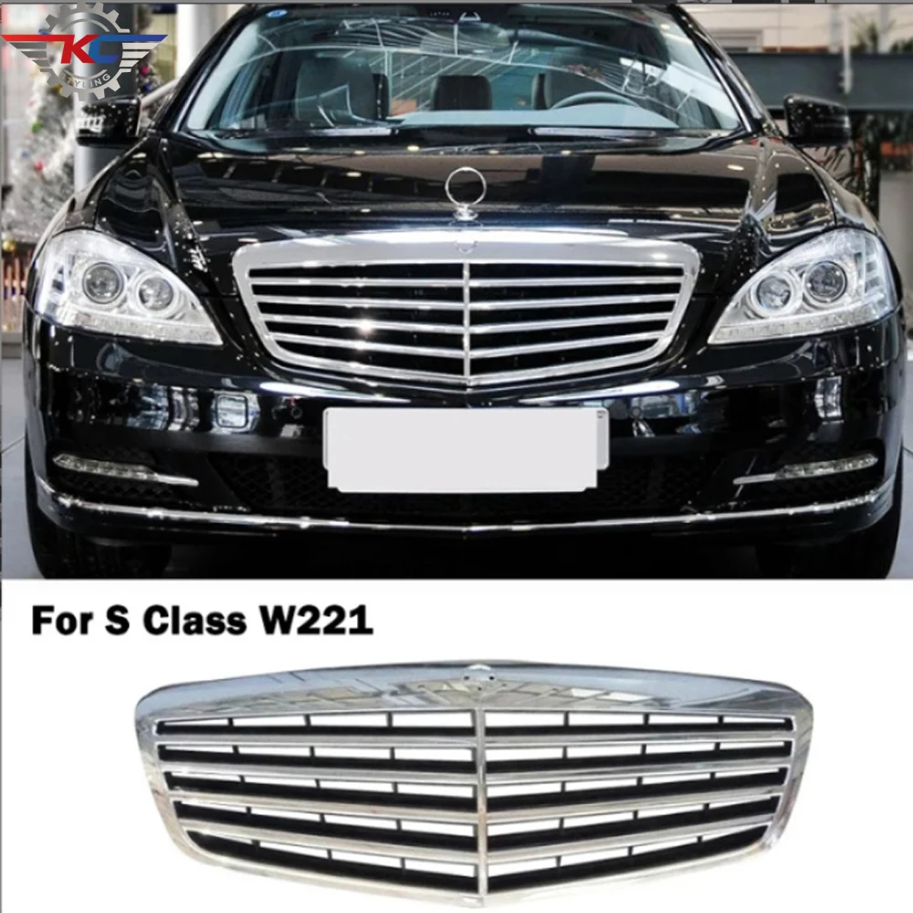 

For Mercedes S Class W221 S300 S350 S400 S500 S600 2009-2012 Sliver Front Grille Grills Car Decoration Part