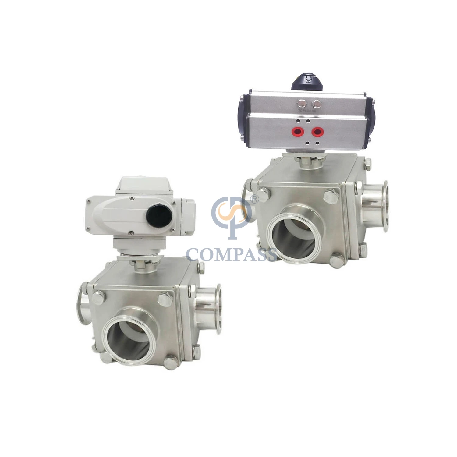 Three Ways L Port Square Model Sanitary Grade Food Grade Price SS304 Stainless Steel 76.2MM 3Inch Ball Valves with Electric Head