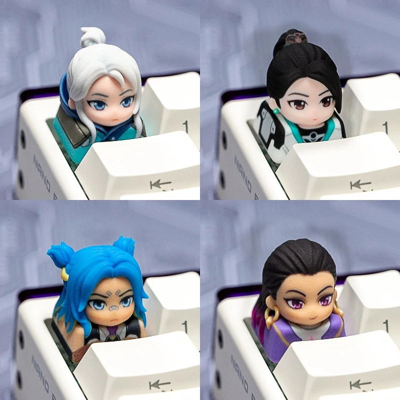 VALORANT Anime Figure Reyna Neon Jett Sage Personalized Creativity Single Resin Cute Keycaps Mechanical Keyboard Universal Joint