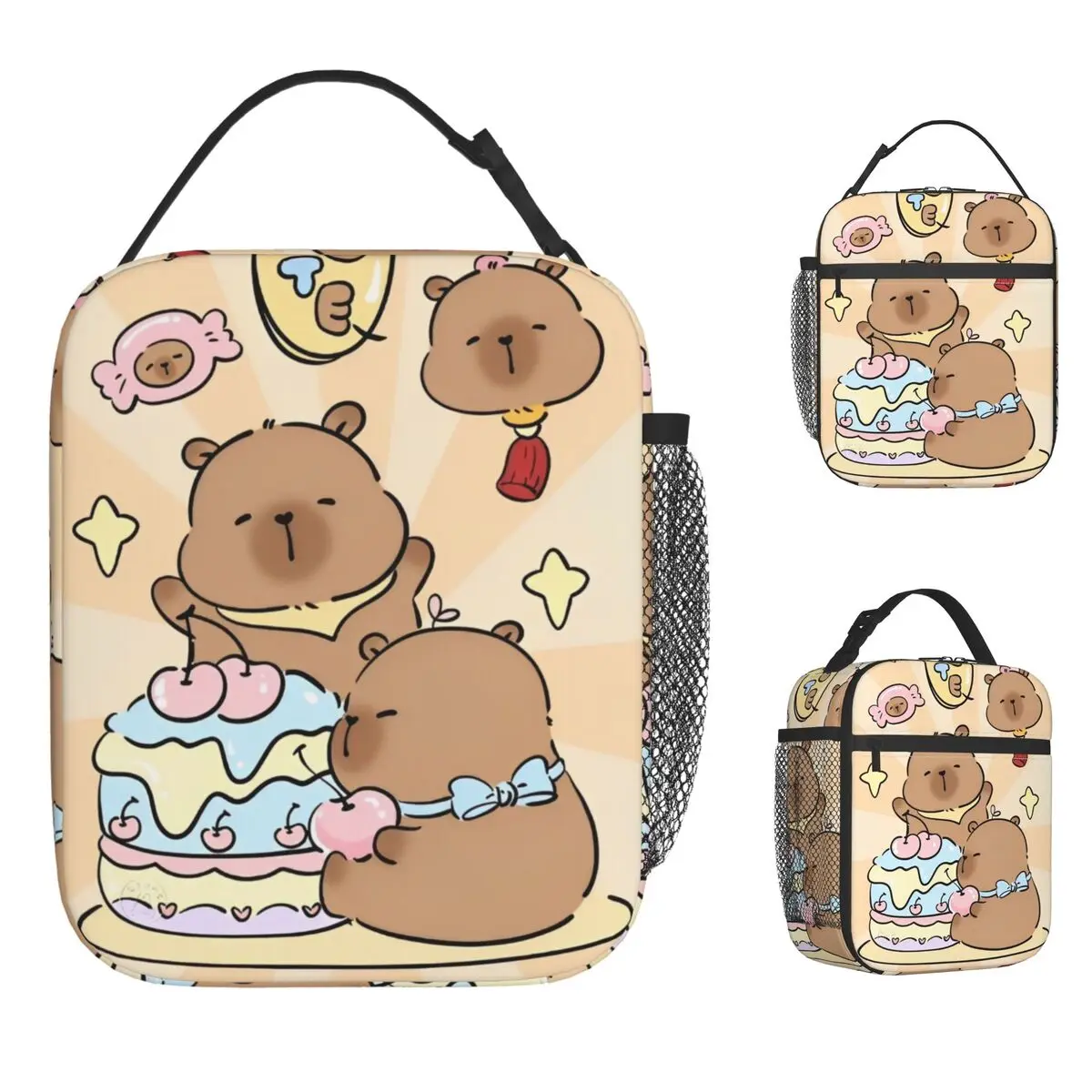 

Милая сумка-холодильник с капибарой, портативная коробка для завтрака для девочек, сумка-холодильник с графическим дизайном для пикника, повседневные оксфордские термосумки-тоут