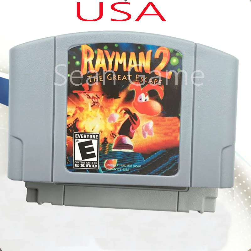 High USA NTSC Quality Customer Cartridge Rayman 2 The Great Escape Card for 64 Bit Video Game Console