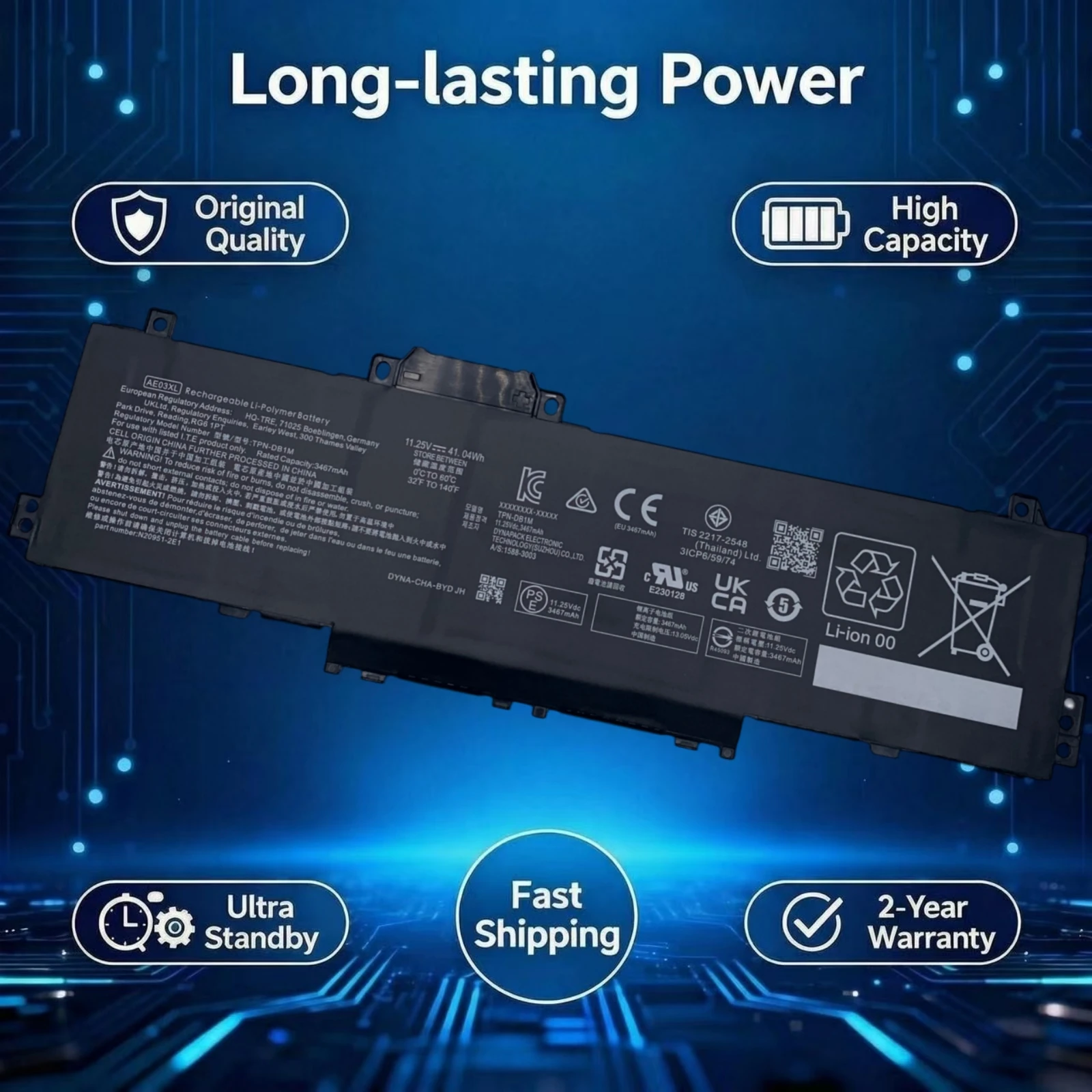 Original AE03XL Battery for HP 240 245 250 255 256 G10 14-EP 14-EM 15-FD 15Z-FC 14Z-EM TPN-Q286 Q287 I141 HSTNN-OB3E N21969-005