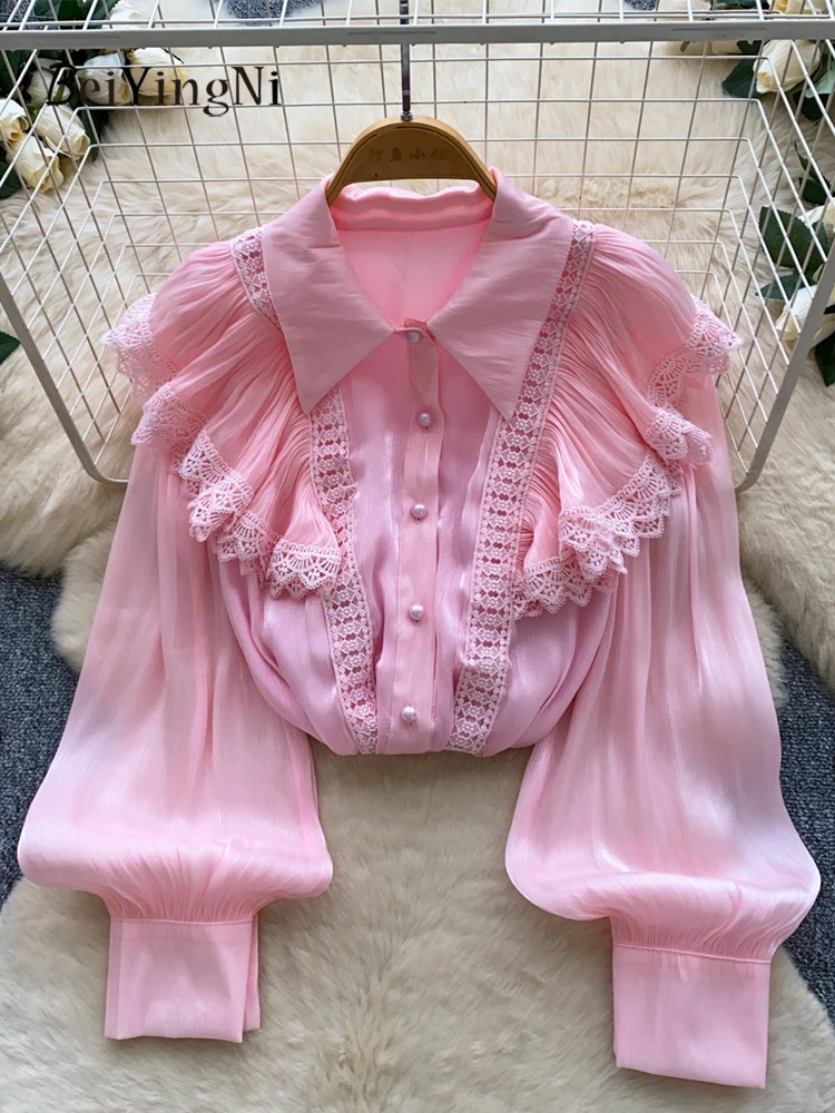 Beiyingni French Romance Shirts for Women Ruffles Casual Elegant Luxury Tops Female Autumn Office Ladies Long Sleeve Blouses