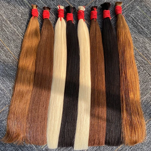 Imagen 2 del producto Extensiones de Cabello Humano Virgen 100% Real, Color 1b 613 Rubio, Cabello a Granel 10A para Trenzas, Sin Procesar, Sin Trama, Cabello Liso