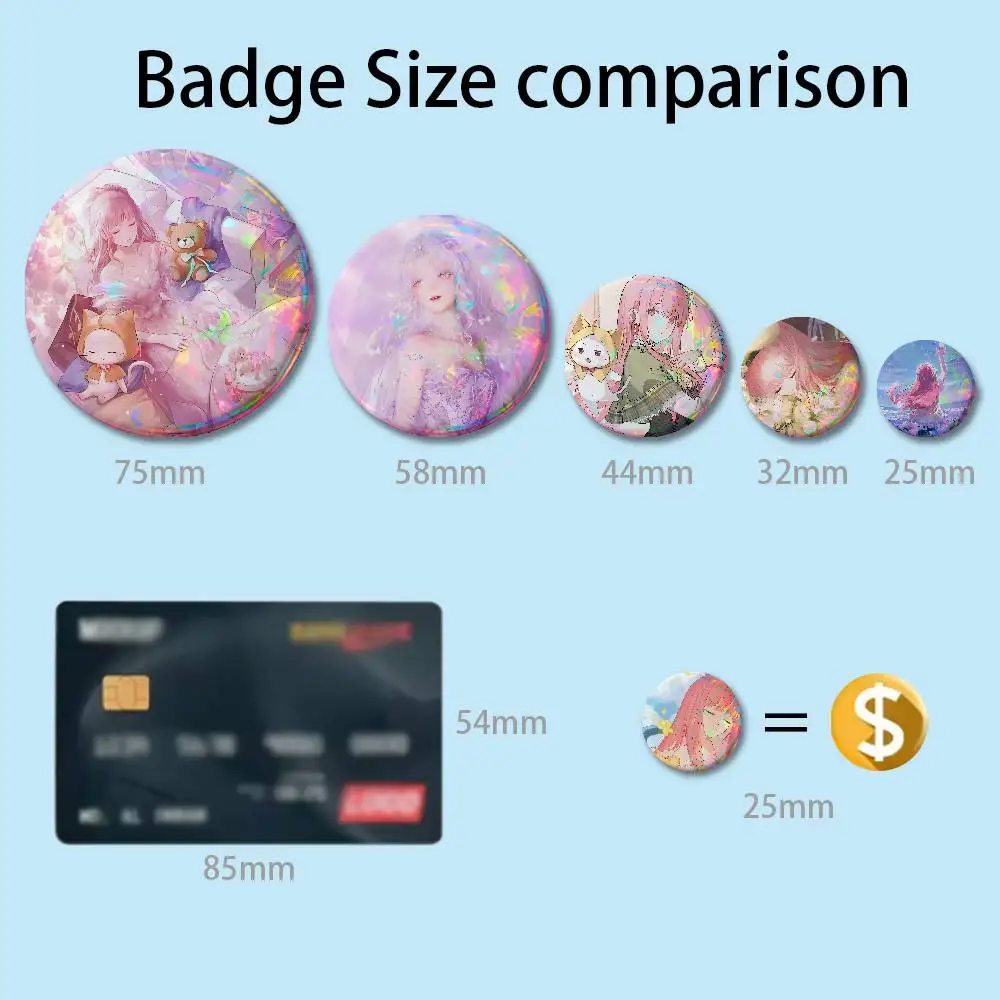 Kawaii Girl I-Infinity Nikki Badges 25 32 44 58 75 mm Round Cosplay Pin Bag Decor Fans Collect Friends Gifts Brooch Souvenir
