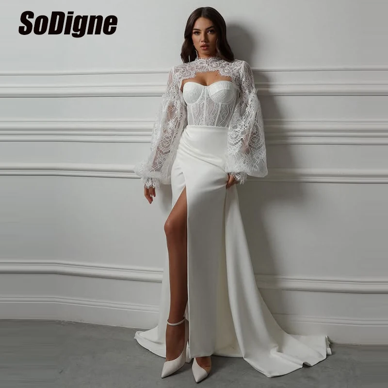 

﻿ SoDigne Mermaid Satin Wedding Dresses Sweetheart Bridal Dress withJacket 2026 Split Bride Gown vestidos de novia Customized