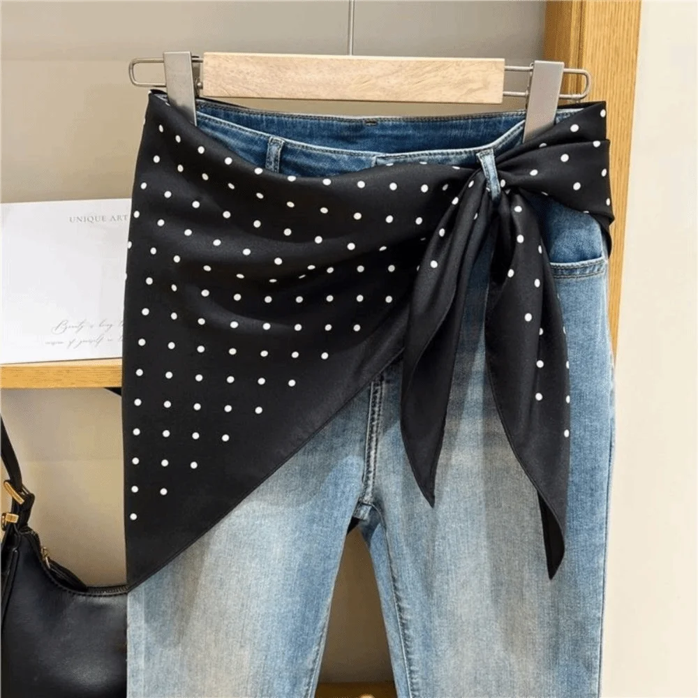 Stacked Wear Polka Dot Triangle Scarf Waist Tie Triangular Shape Waist Tying Scarf Versatile Decorative Headscarf