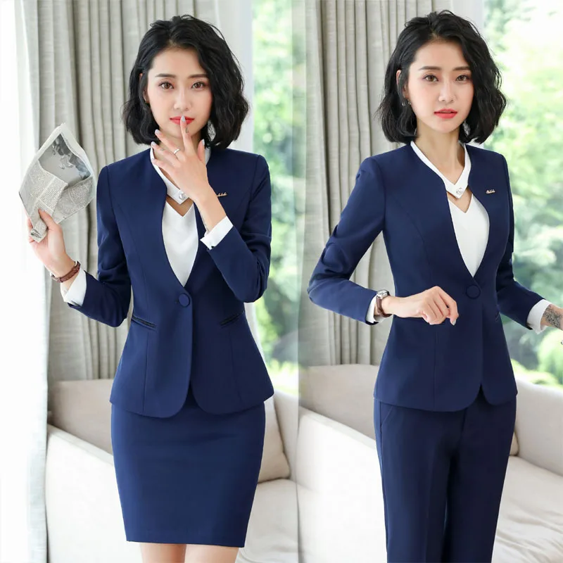 1903 Long Sleeve Elegant Women\'s Business Wear Professional Skirt Suit Work Clothes Large Size Suit Business Formal Wear Work Cl