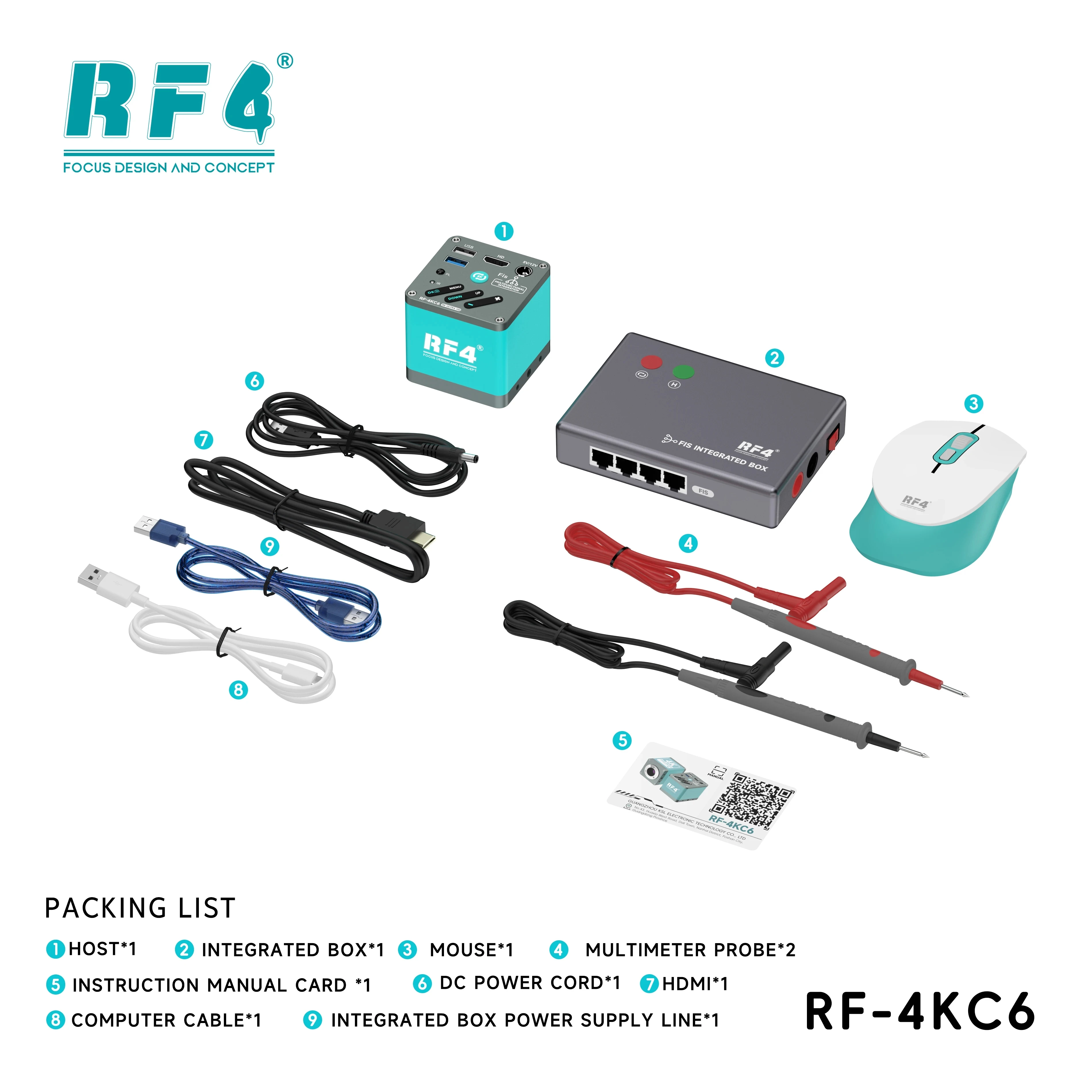 Microscope Ultra-HD 4K Camera RF-4KC6 FIS Integrated Interface Realize The Simultaneous Display Of Multimeters Power Supply Data