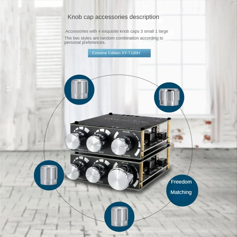 

X12A XY-T100H Bluetooth 5.0 Digital Amplifier Board TPA3116D2 100Wx2 Stereo HIFI Audio Module with Front High-Bass Adjustment