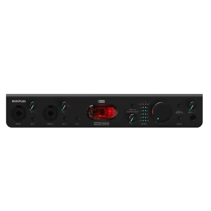 2025 Studio Essential Professional USB Audio Interface 2-Channel I/O متكامل 48V Phantom Power اختيار مثالي للكمبيوتر
