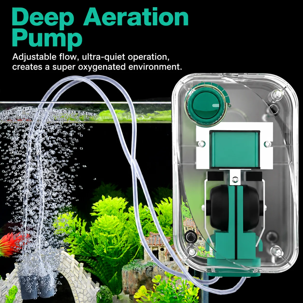 Aquarium Air Pump Ultra-Quiet Dual Outlet Oxygen Aerator with Adjustable Flow Control Energy-Efficient Durable Design Air Pump