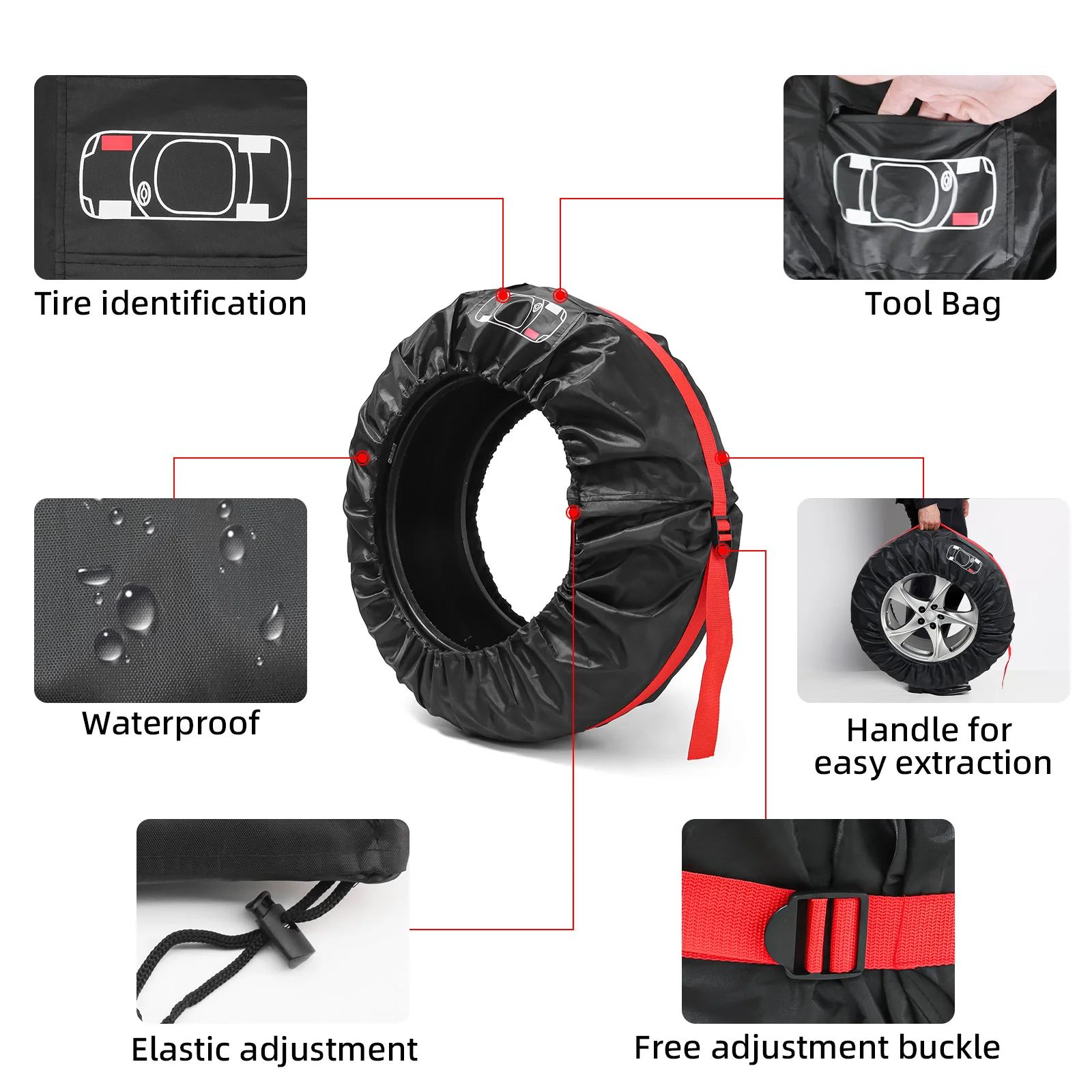 4Pcs/Lot Universal Car Spare Tire Cover Case Auto Wheel Tires Storage Bags Vehicle Tyre Wheel Protector Dustproof Waterproof