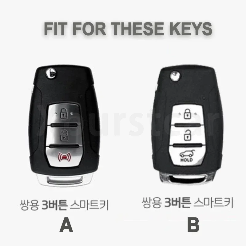 TPU  Car Key Cover Shell Fob Holder 3 Buttons Remote Key Case for SsangYong Kyron 2 Sanka Actyon Korando Tivoli