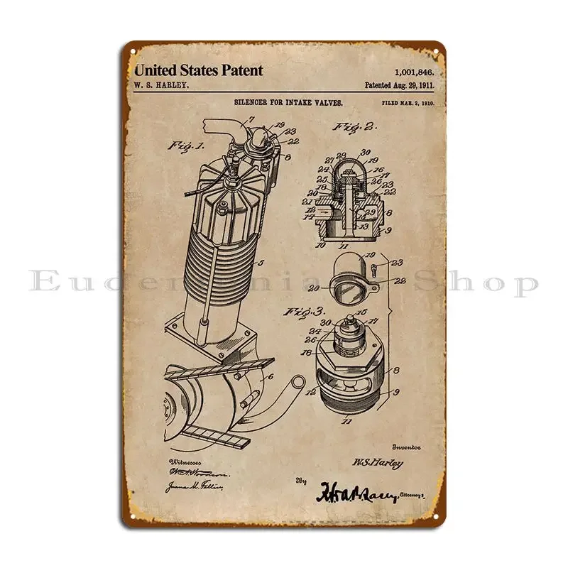 1911 Intake Valves Metal Signs Garage Wall Decor Classic Printed Wall Plaque Tin Sign Poster