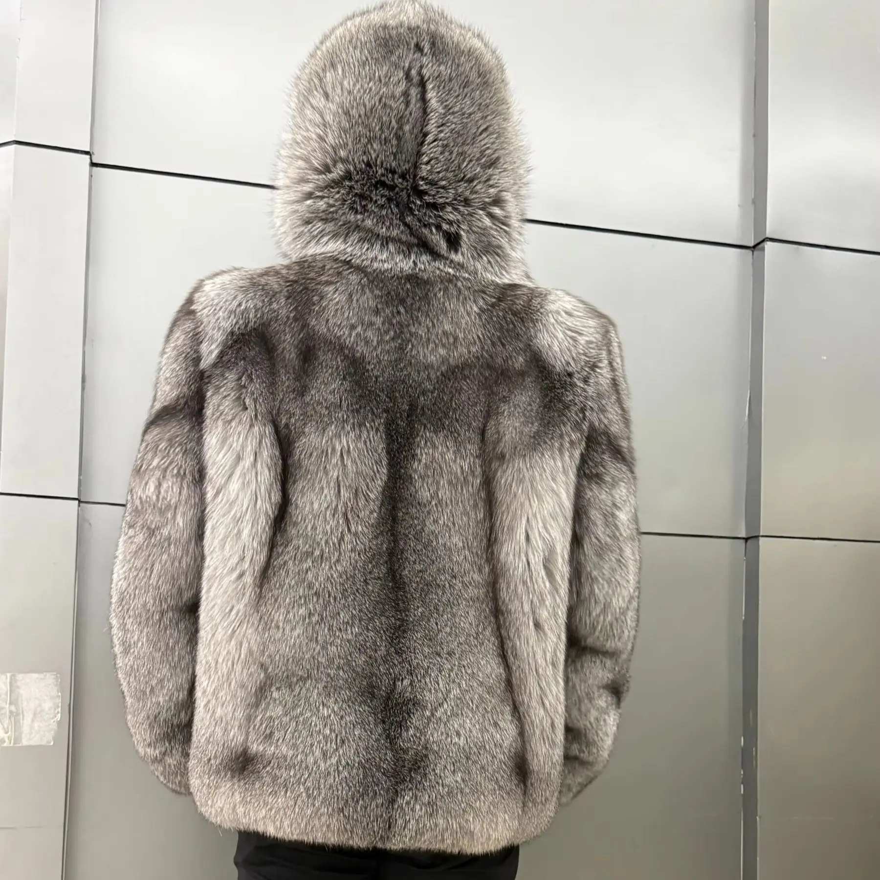 Luxury Natural Fox Fur Men's Jackets And Light Coats Real Fur Hooded Zip-Up Mens Winter Coat Warm Windproof Casual Men's Clothes view 4