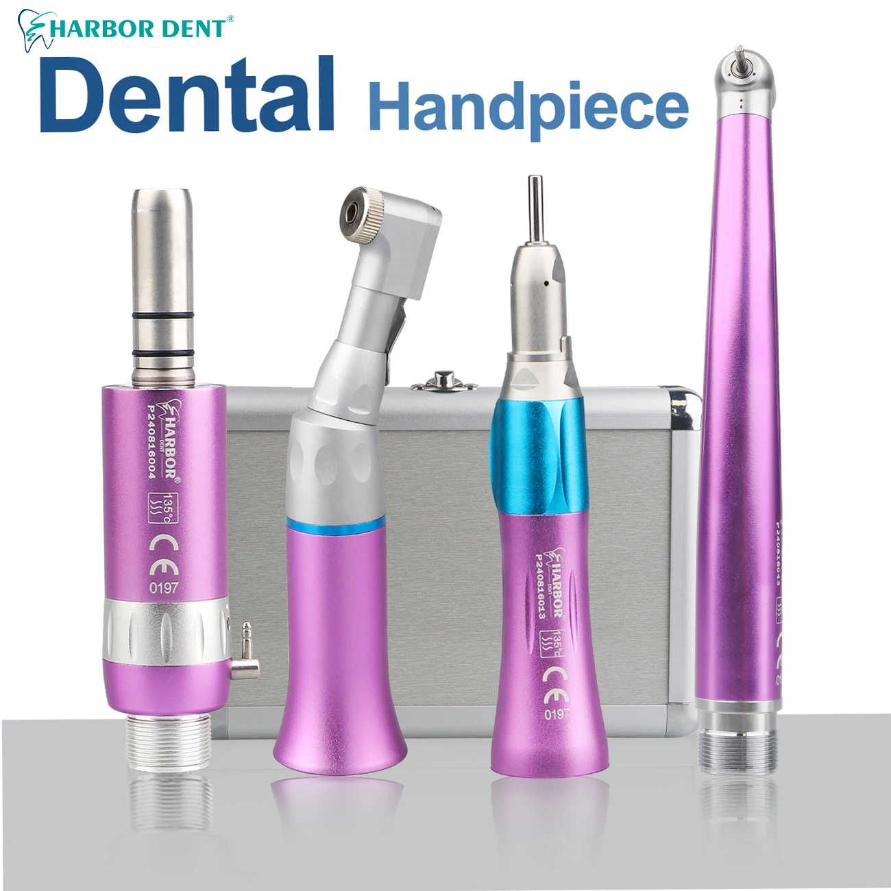 Dental High & Low Speed Handpiece Metal Box Kits  Push Button Contra Angle Air Motor Single Way Water Spray Air Turbine 2/4 Hole