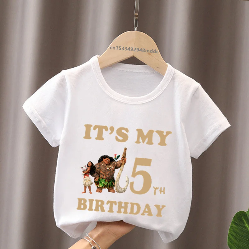 It\'s My 1 2 3 4 5 6 7 8 9 Years Birthday Boys Girls T shirt Moana Ocean Romance Princess Cartoon Kids Clothes Baby T-Shirts