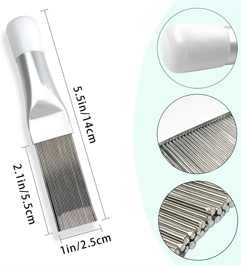 1/2pcs Stainless Steel A/C Air Conditioner Fin Comb Radiator Condenser Fin Repair Comb Cooler Straightener Coil Cleaning Brush