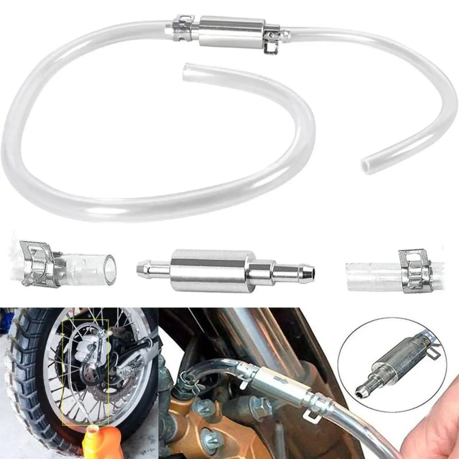 

Motorcycle Brake Bleeder Hose Aluminum Frame Single-Way Check Mechanism Bleeder Tube Hydraulic Transmission Bleeding Tool Quick
