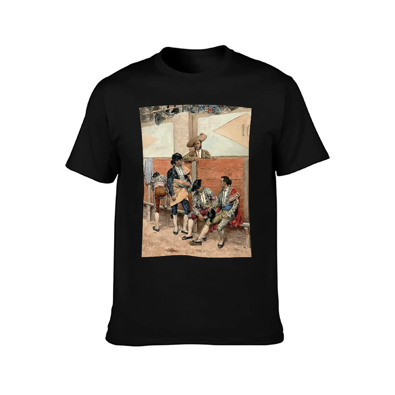 A Rest During the Bullfight by Joaquín Agrasot T-Shirt, Classic Crew Neck Shirt, Breathable Cotton Everyday Tee