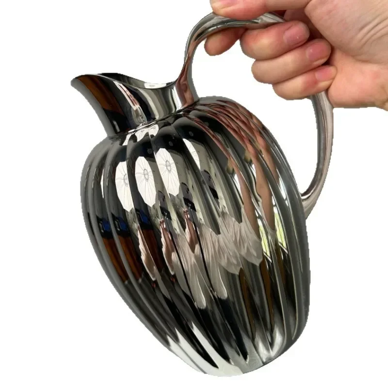 304 stainless steel cold kettle large capacity vase ornament high mirror light belt hammer stainless steel pumpkin pot