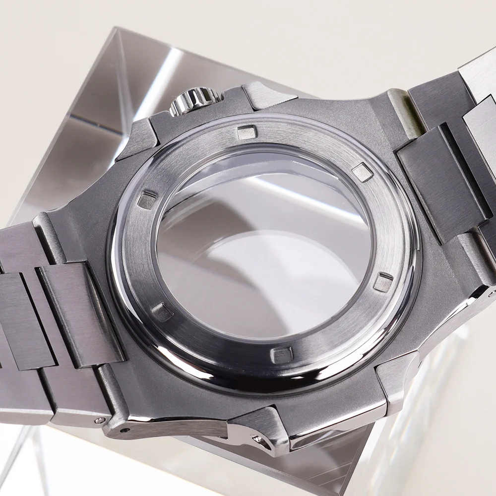 for Mod Nautilus Square Watch Case 316L Steel Bracelet for NH35 NH36 NH38NH34 NH72 Movement Sapphire Glass Waterproof glass back